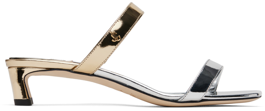 Jimmy Choo Silver & Gold Kyda 35 Heeled Sandals In Silver/gold