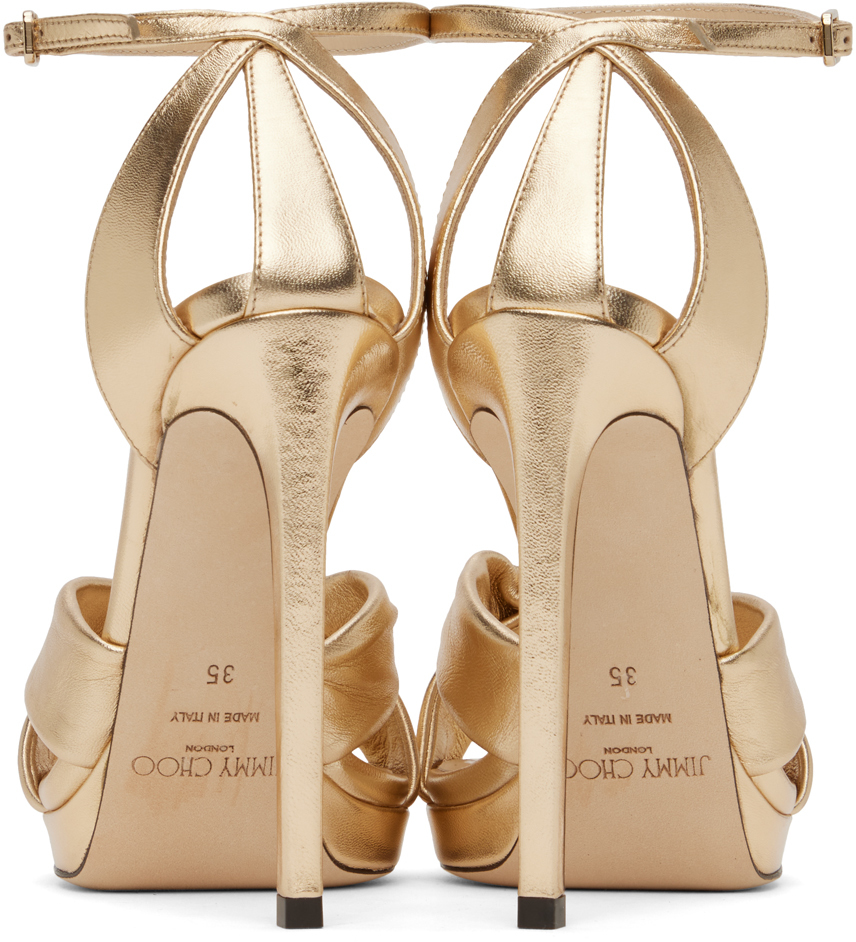 Jimmy Choo Rosie 120mm Metallic-effect Sandals In Gold