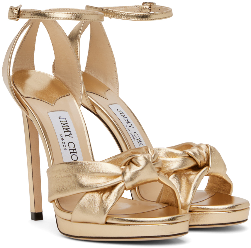 Jimmy Choo Rosie 120mm Metallic-effect Sandals In Gold