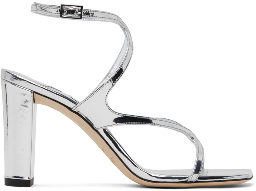 Jimmy Choo: Silver Azie 85 Heeled Sandals 