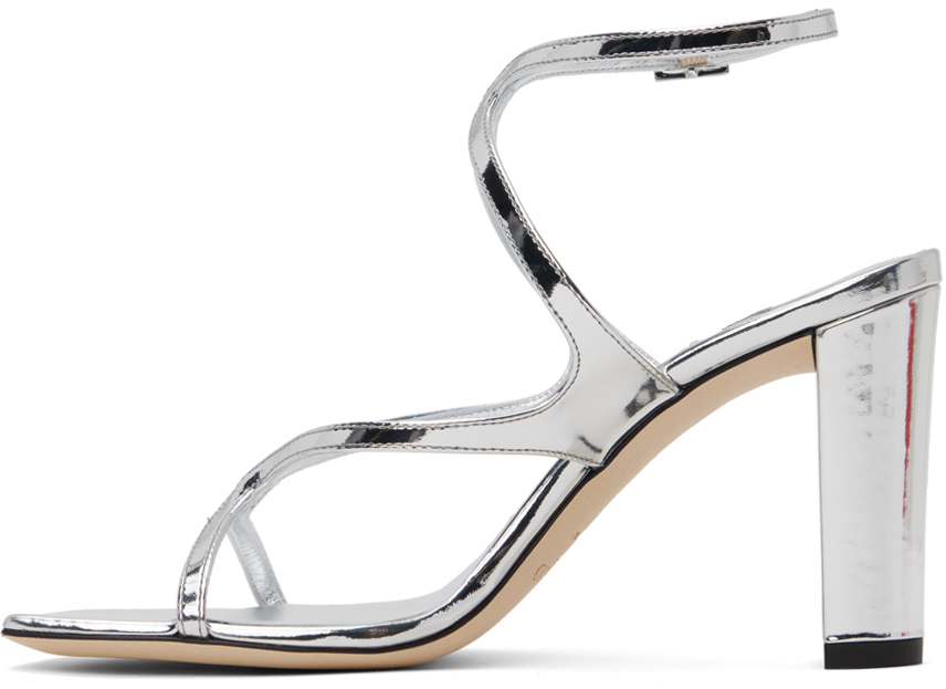 Jimmy Choo Mirror Effect Leather Sandal Silver Color In Silver