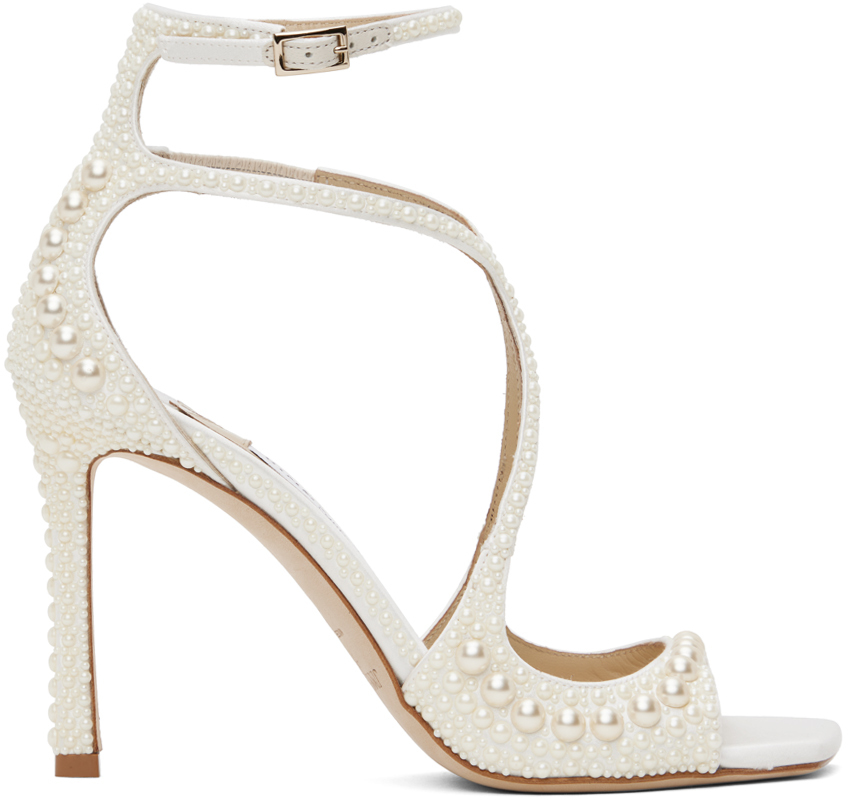 White Azia 95 Heeled Sandals by Jimmy Choo on Sale