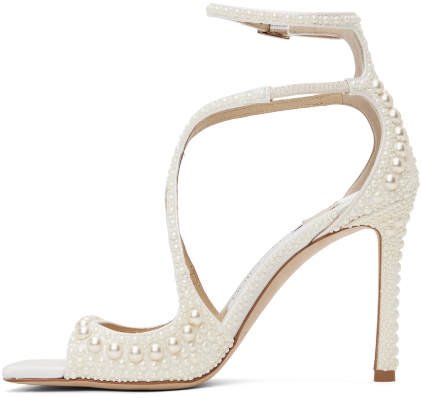 Jimmy Choo Azia 95 Sandals With Pearls In White/white