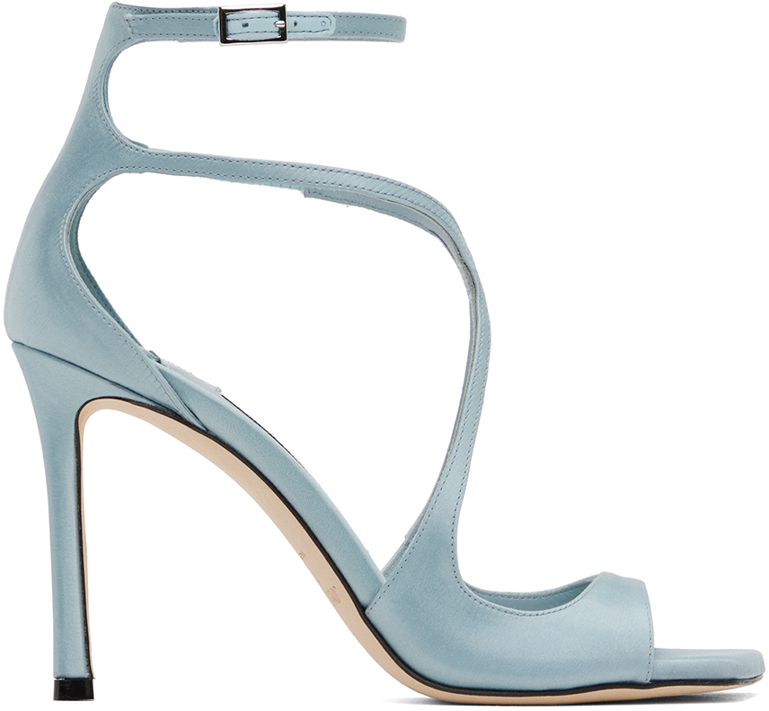Jimmy Choo Ssense Exclusive Blue Azia 95 Heeled Sandals In Ice Blue