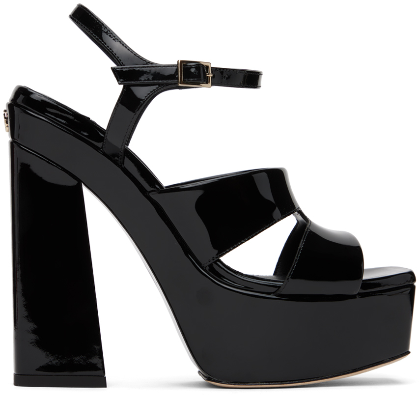 JIMMY CHOO DOROTHY FLAT 38 ブラック/ライトブロンズ DIAMOND LIGHT MAXI/F | ブラックニット・プラットフォーム