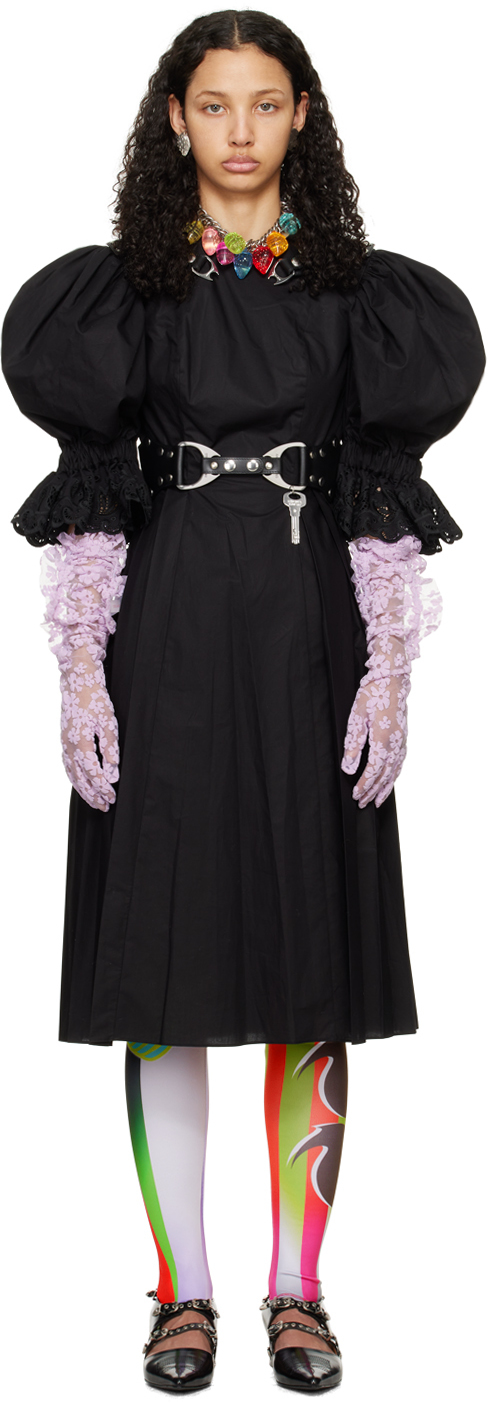 Chopova Lowena Black Henlis Kilt Midi Dress
