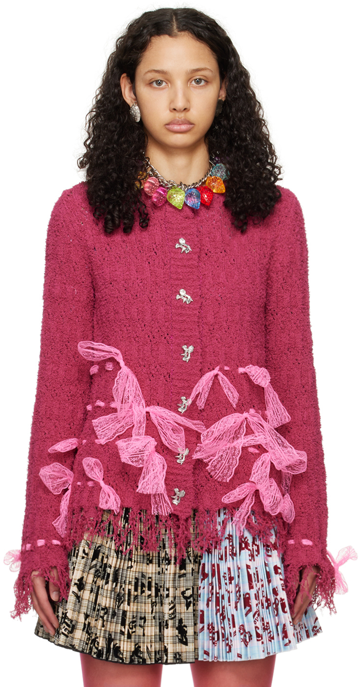 Chopova Lowena: Pink Bow Cardigan | SSENSE