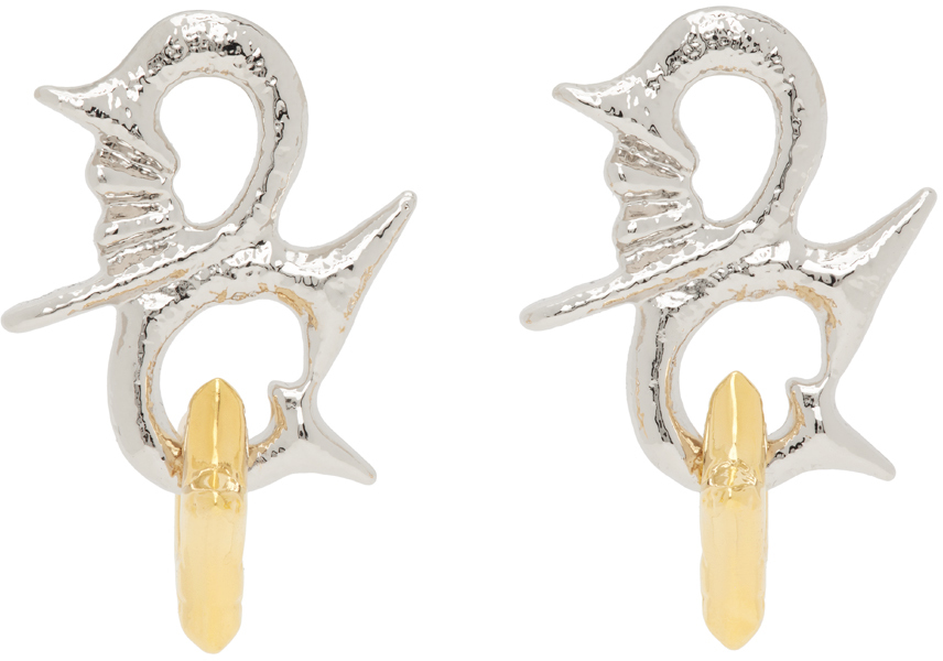 Silver & Gold Entwined Star Earrings