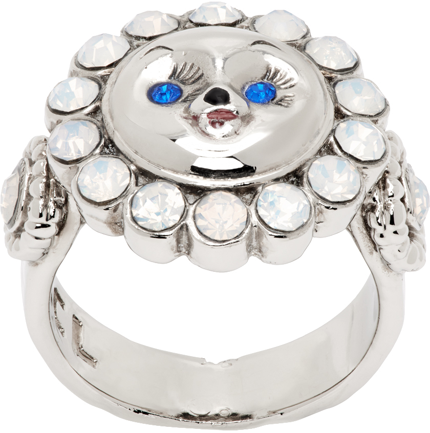 Chopova Lowena Silver Eyes Ring In Blue And Silver