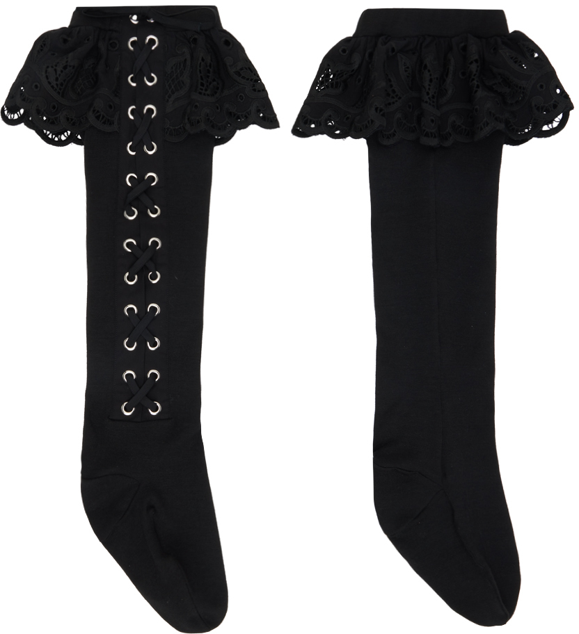 Shop Chopova Lowena Black Lace-up Socks