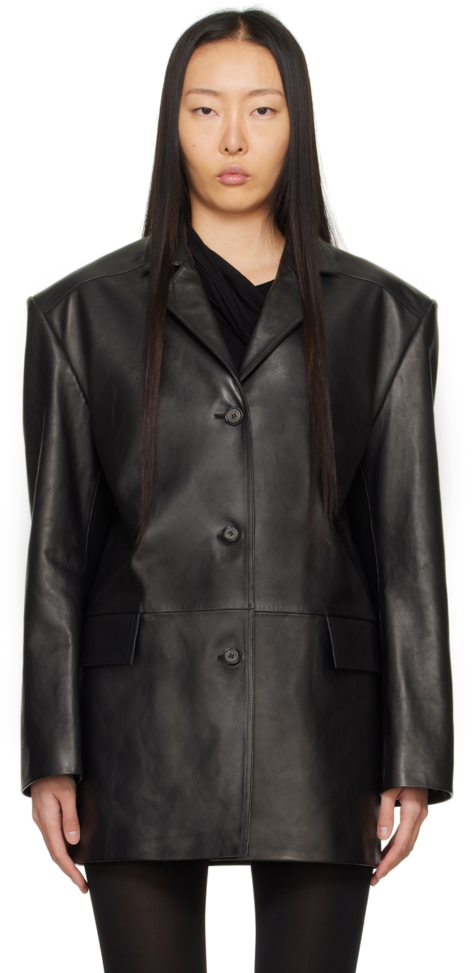 Black Oversized Leather Blazer