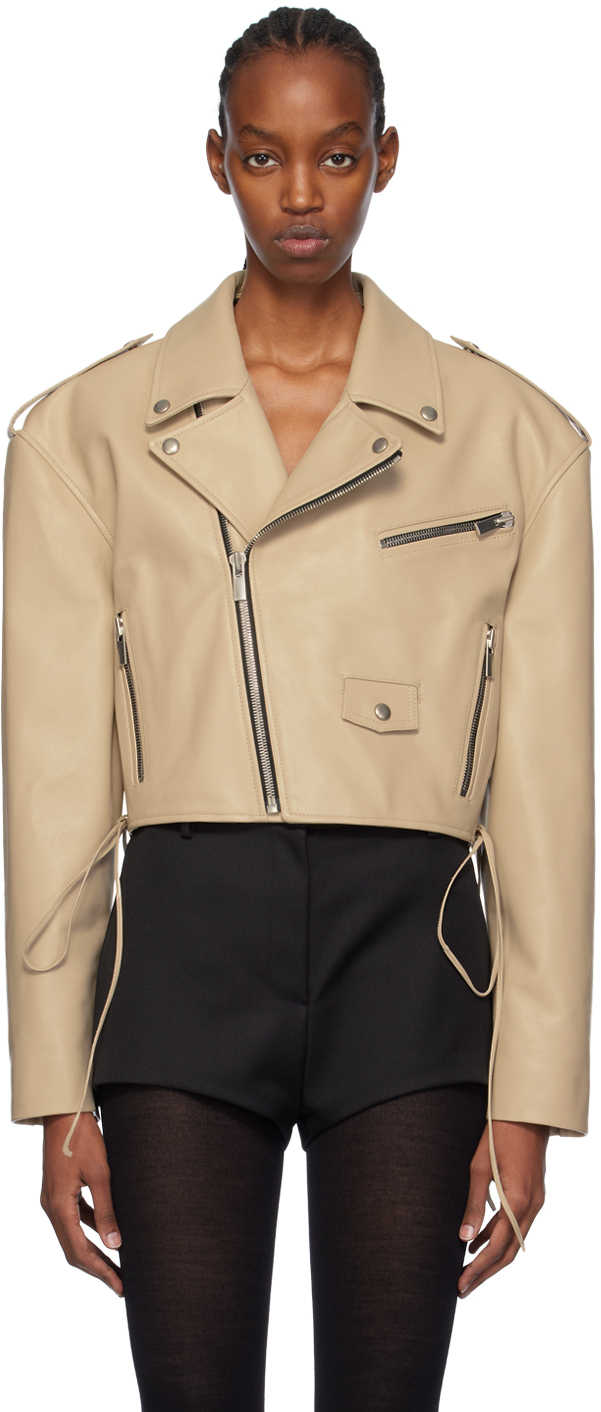 Shop Magda Butrym Beige 12 Leather Jacket