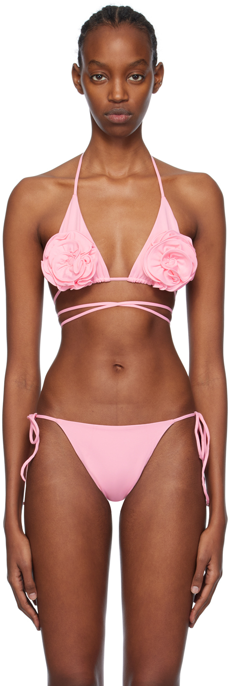 Magda Butrym Pink Floral Bikini Top