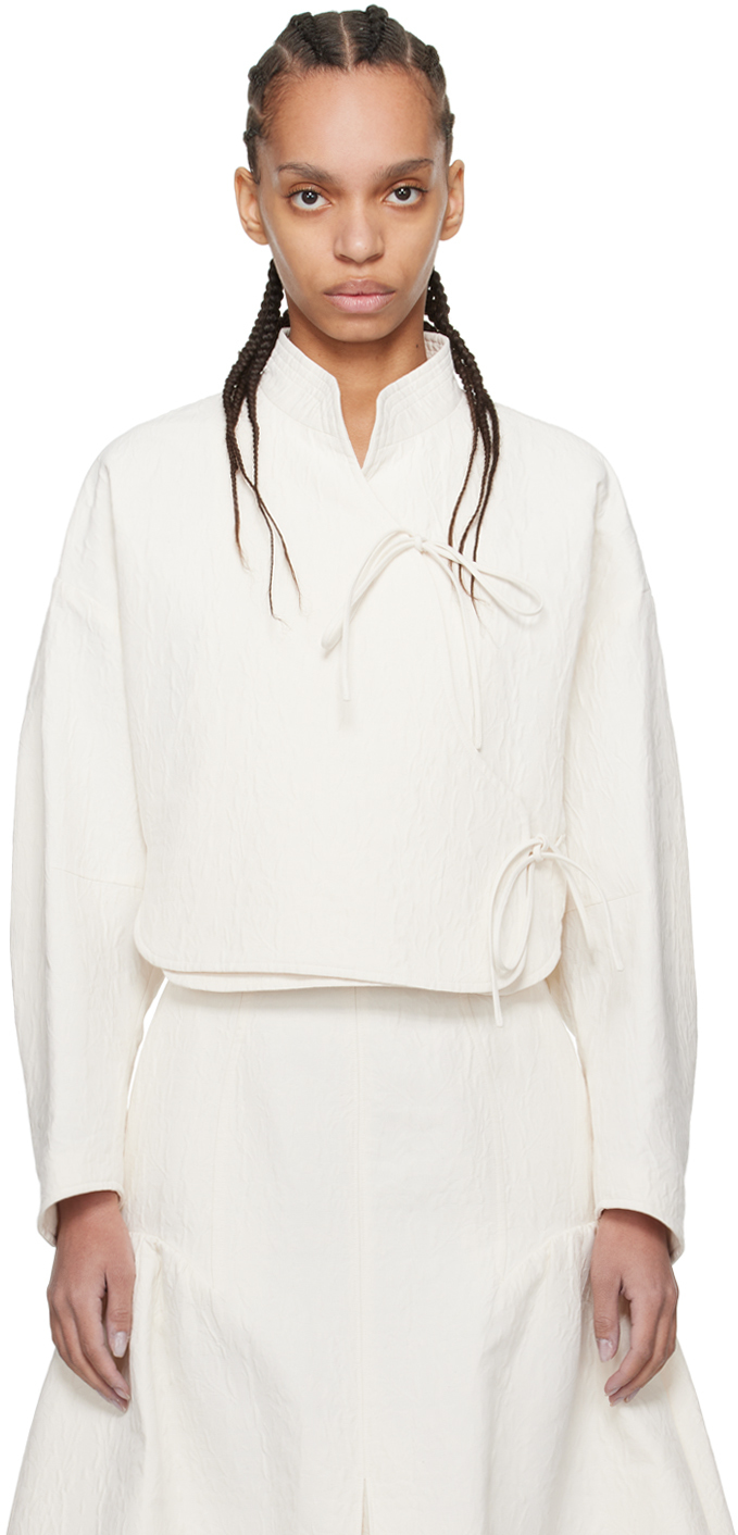 Shop Mame Kurogouchi Off-white Self-tie Blouse