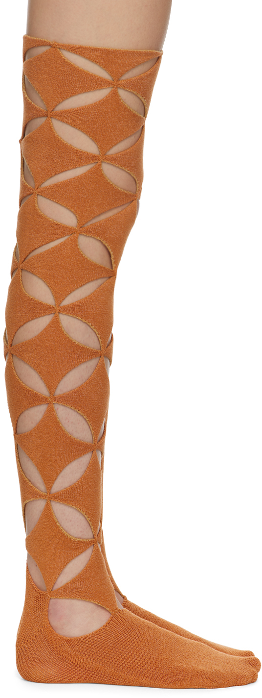 SSENSE Exclusive Orange Long Argyle Socks