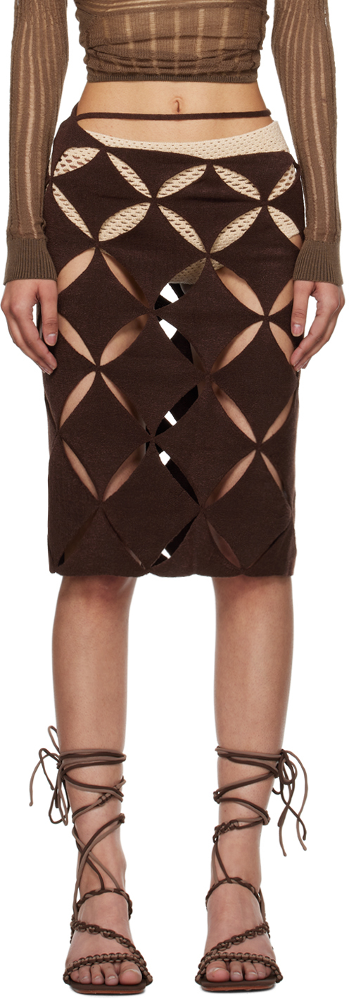 Shop Isa Boulder Brown Argyle Centauri Miniskirt In Soil