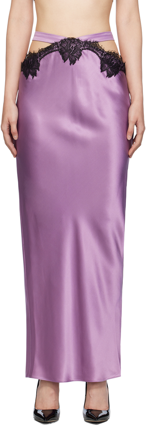 Shop Fleur Du Mal Purple Cutout Midi Skirt In 0858 Purple Haze