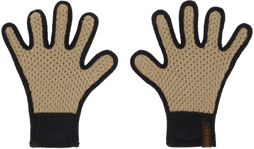 SSENSE Exclusive Beige & Black Oatmeal Gloves