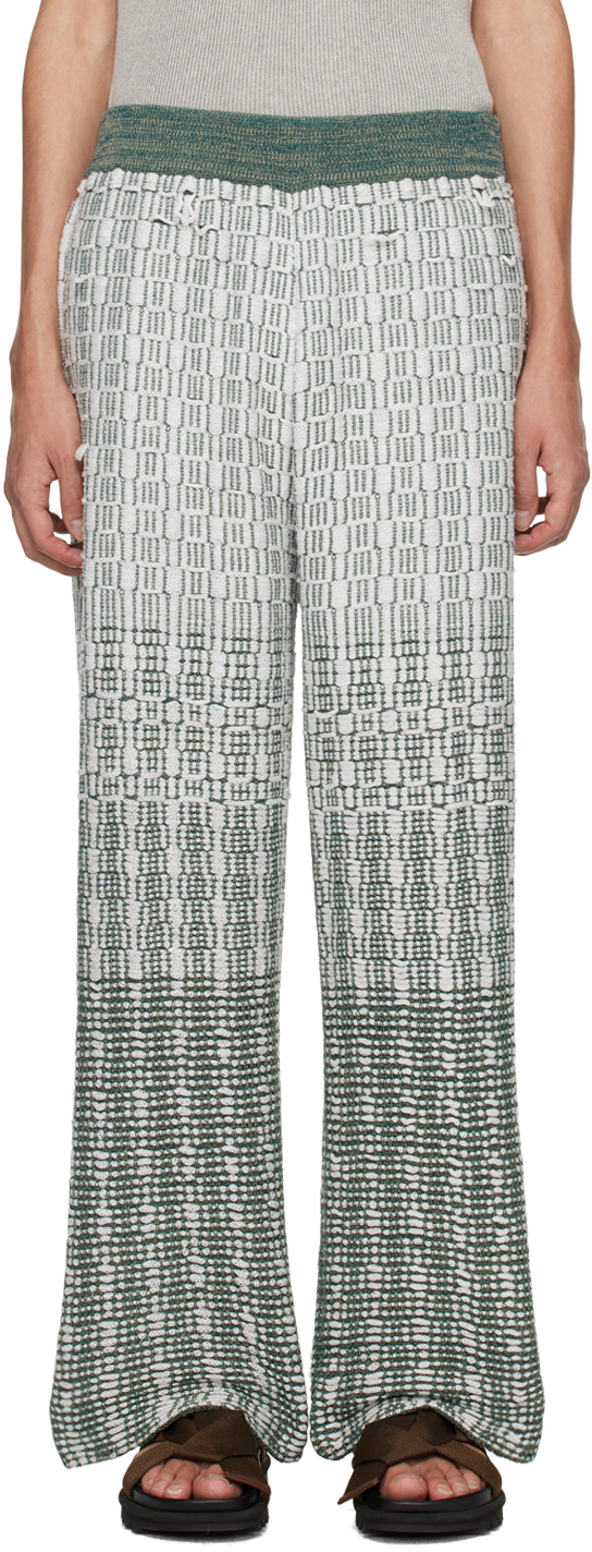 White & Green Mat Trousers
