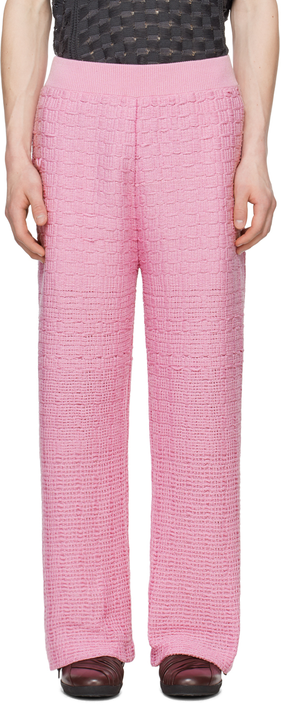 Isa Boulder Ssense Exclusive Pink Tick Trousers In Sickpink