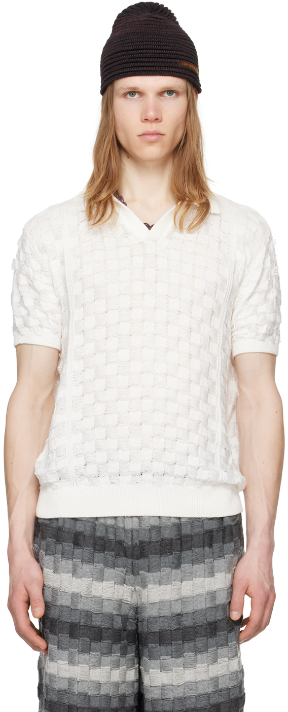 Isa Boulder Ssense Exclusive White Chess Polo In Chalk