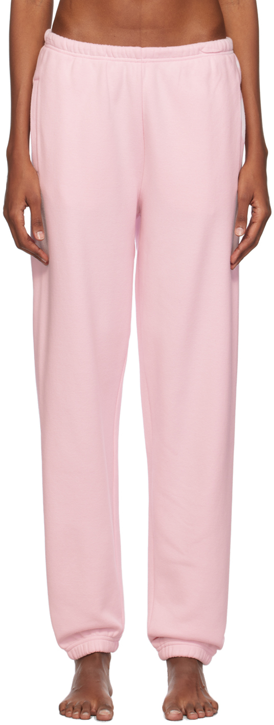 Shop Skims Pink Cotton Fleece Classic Jogger Lounge Pants In Cherry Blossom