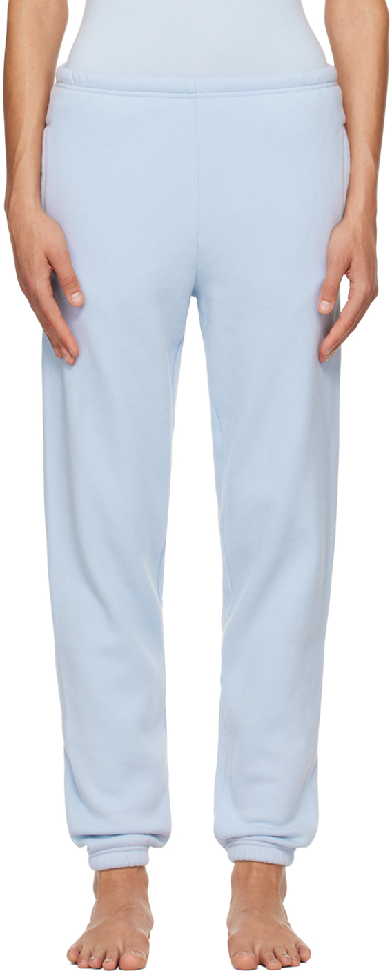 Skims Blue Cotton Fleece Classic Jogger Lounge Pants In Periwinkle
