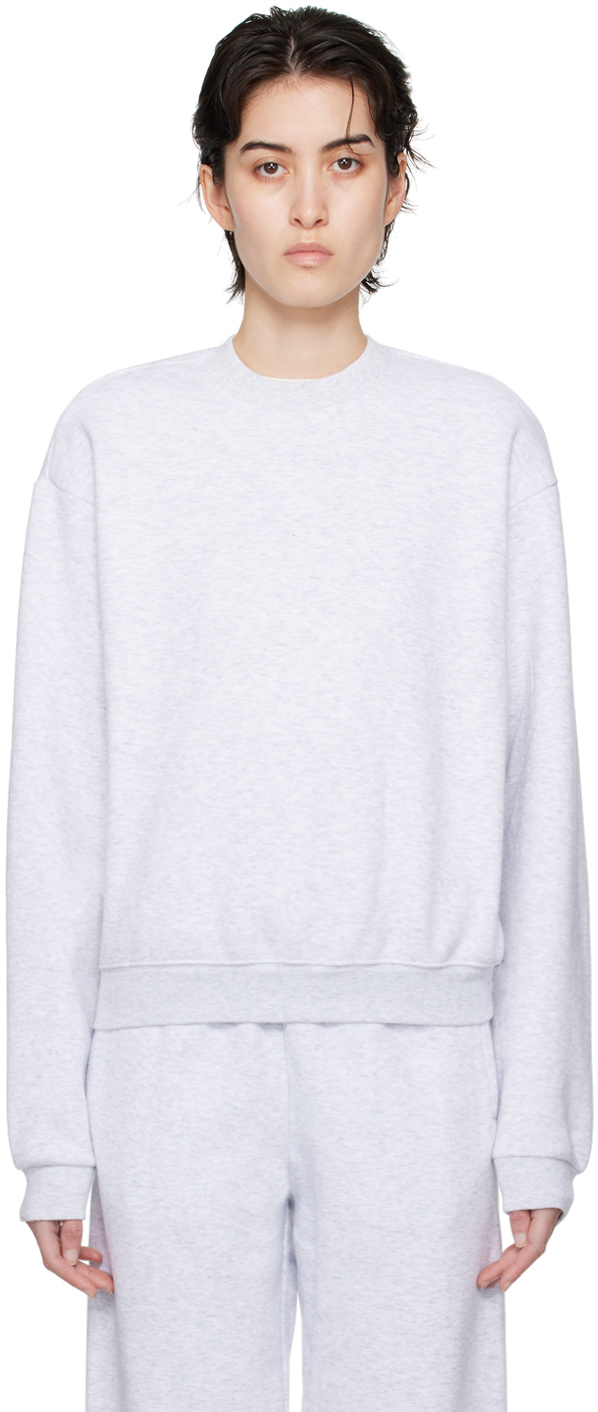 Gray Cotton Fleece Classic Crewneck Sweatshirt