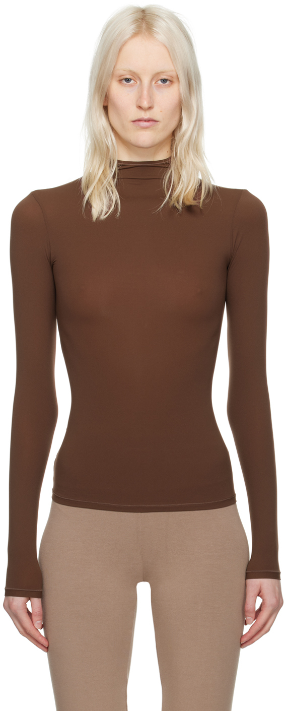 Skims Brown Fits Everybody Turtleneck In Cocoa