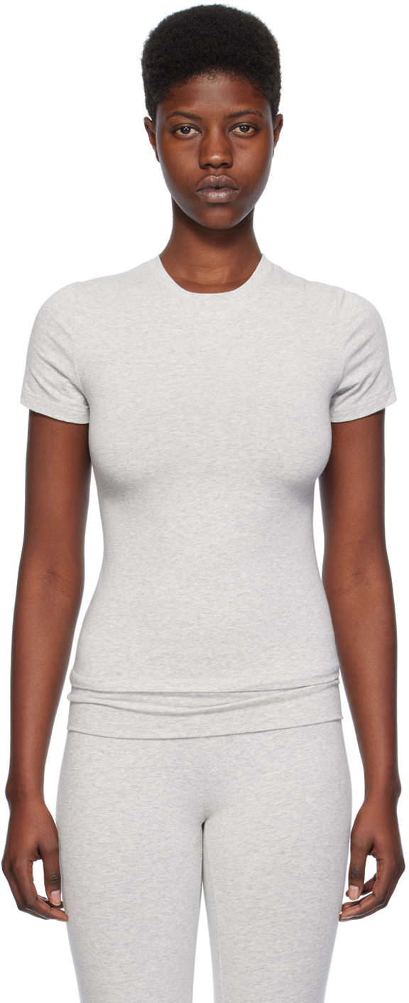 Stretch-cotton jersey T-shirt - Light Heather Gray