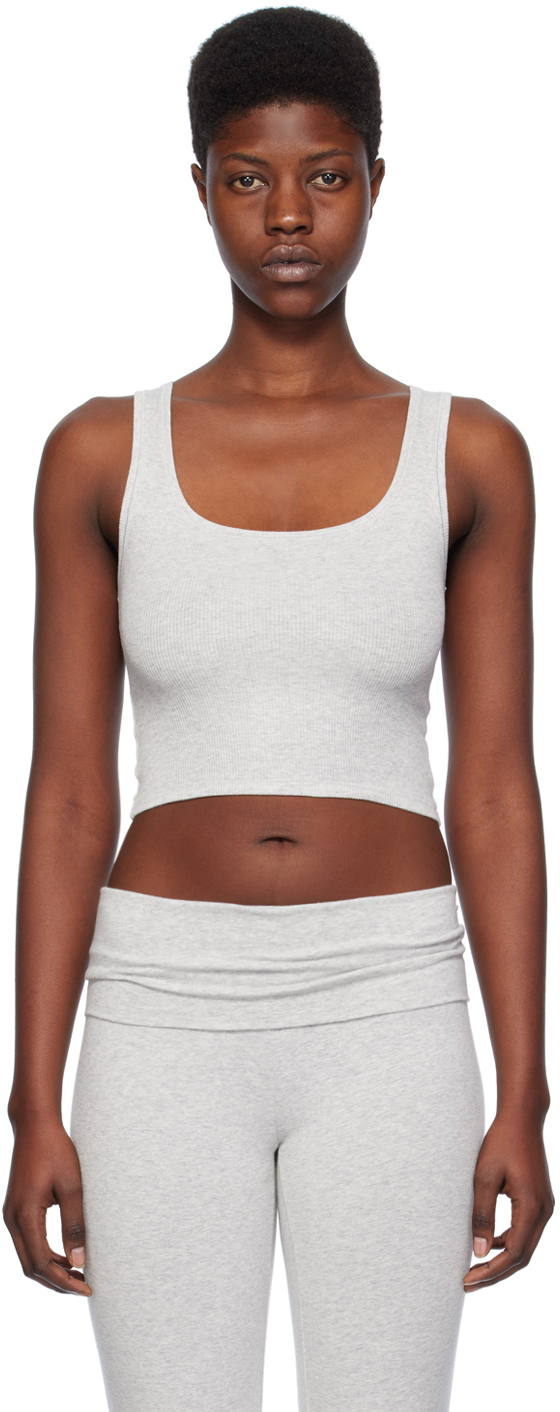 Buy Women's Super Combed Cotton Rib Fabric Slim Fit Solid Tank Top - Light  Grey Melange A113