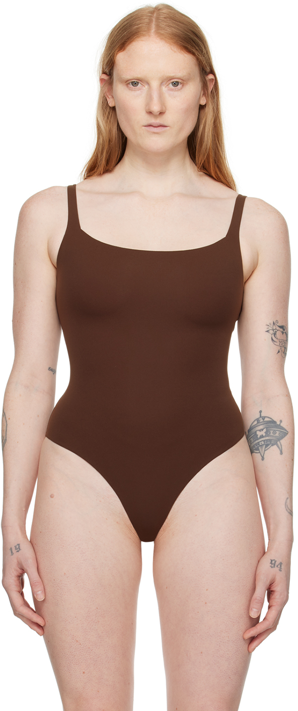 Skims Cotton Rib Bodysuit In Deep Sea Gray Size M - $45 (27% Off