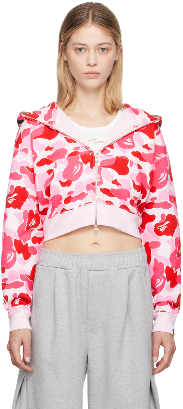 Pink ABC Camo Crystal Stone Shark Hoodie by BAPE on Sale