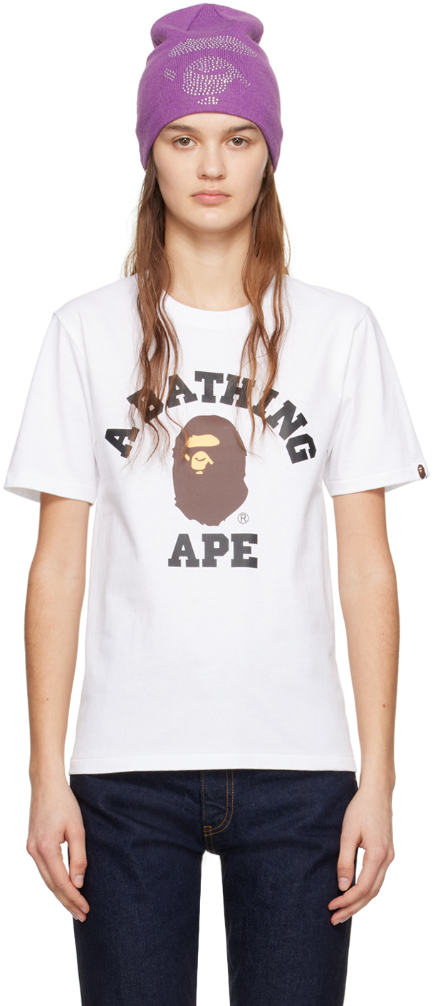 Shop Bape White College T-shirt