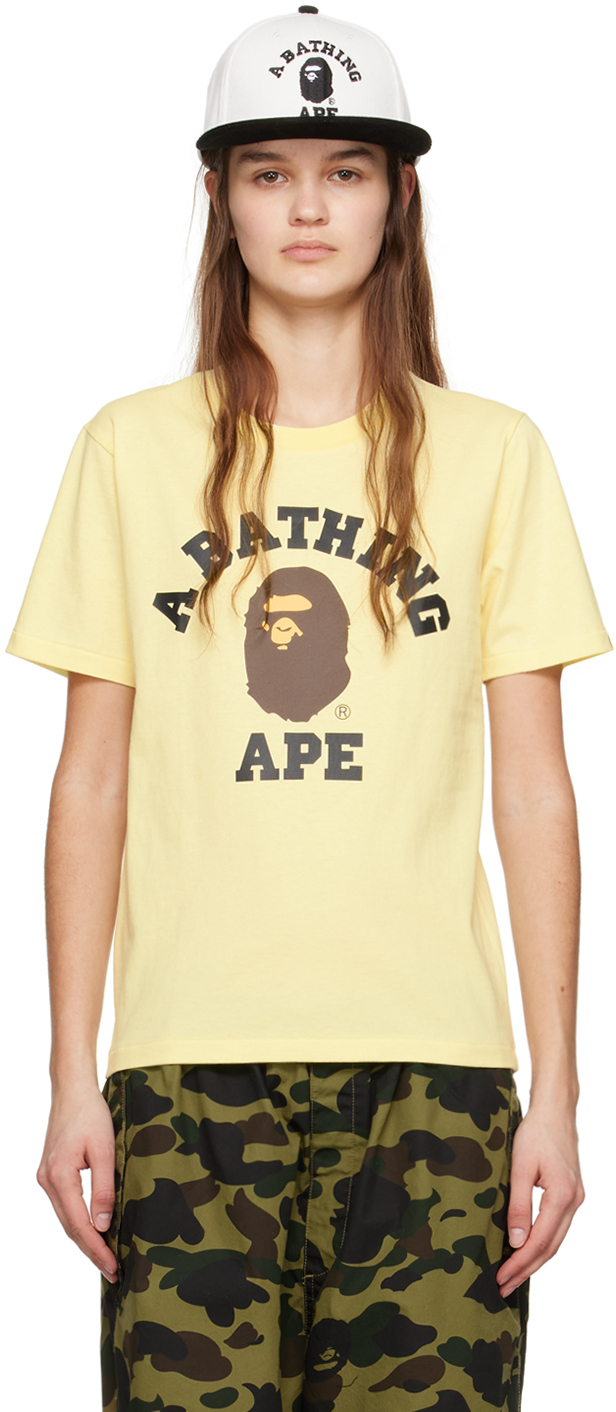 Shop Bape Yellow College T-shirt