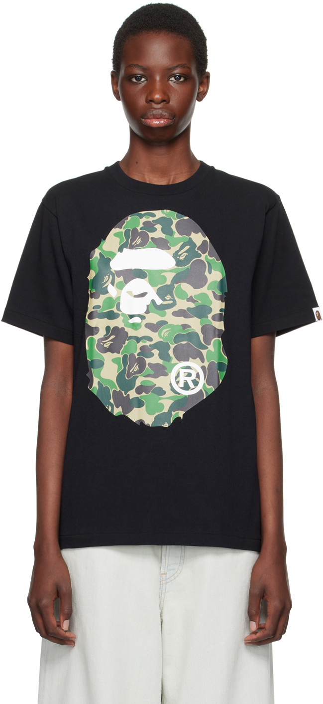 Shop Bape Black Abc Camo Big Ape Head T-shirt In Black X Green