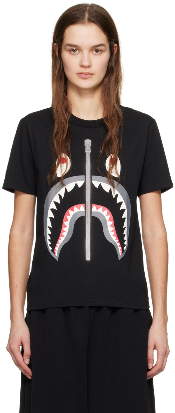 Shop Bape Black Shark T-shirt