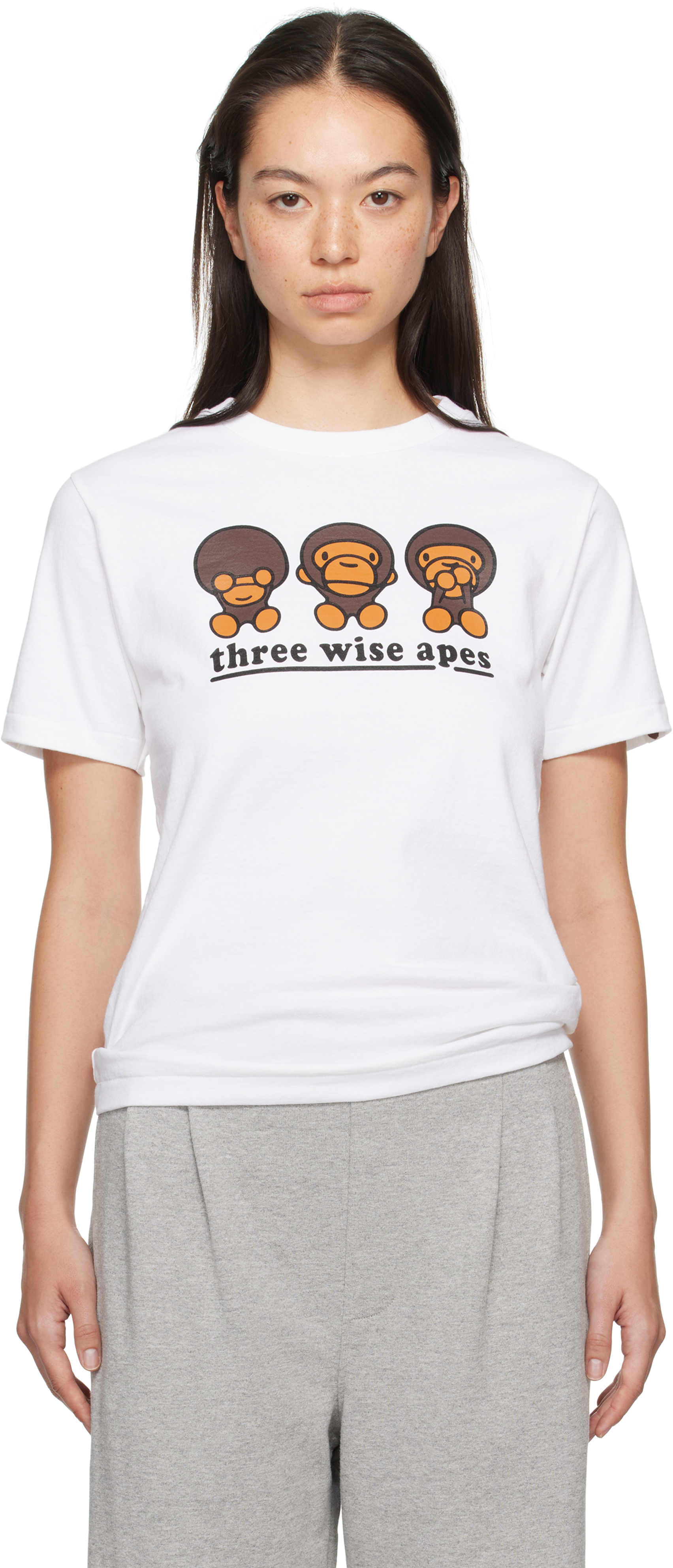 White 'Three Wise Apes' T-shirt