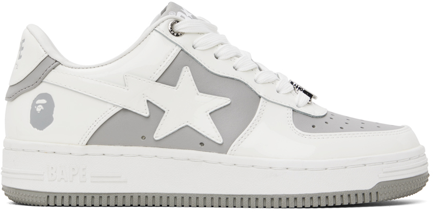 Bape White & Gray Sta #6 Sneakers