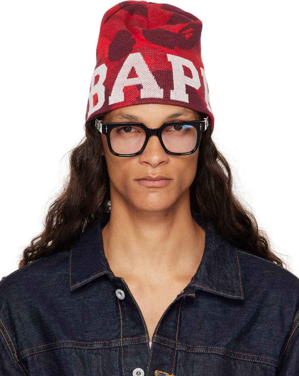 Red Color Camo Knit Beanie