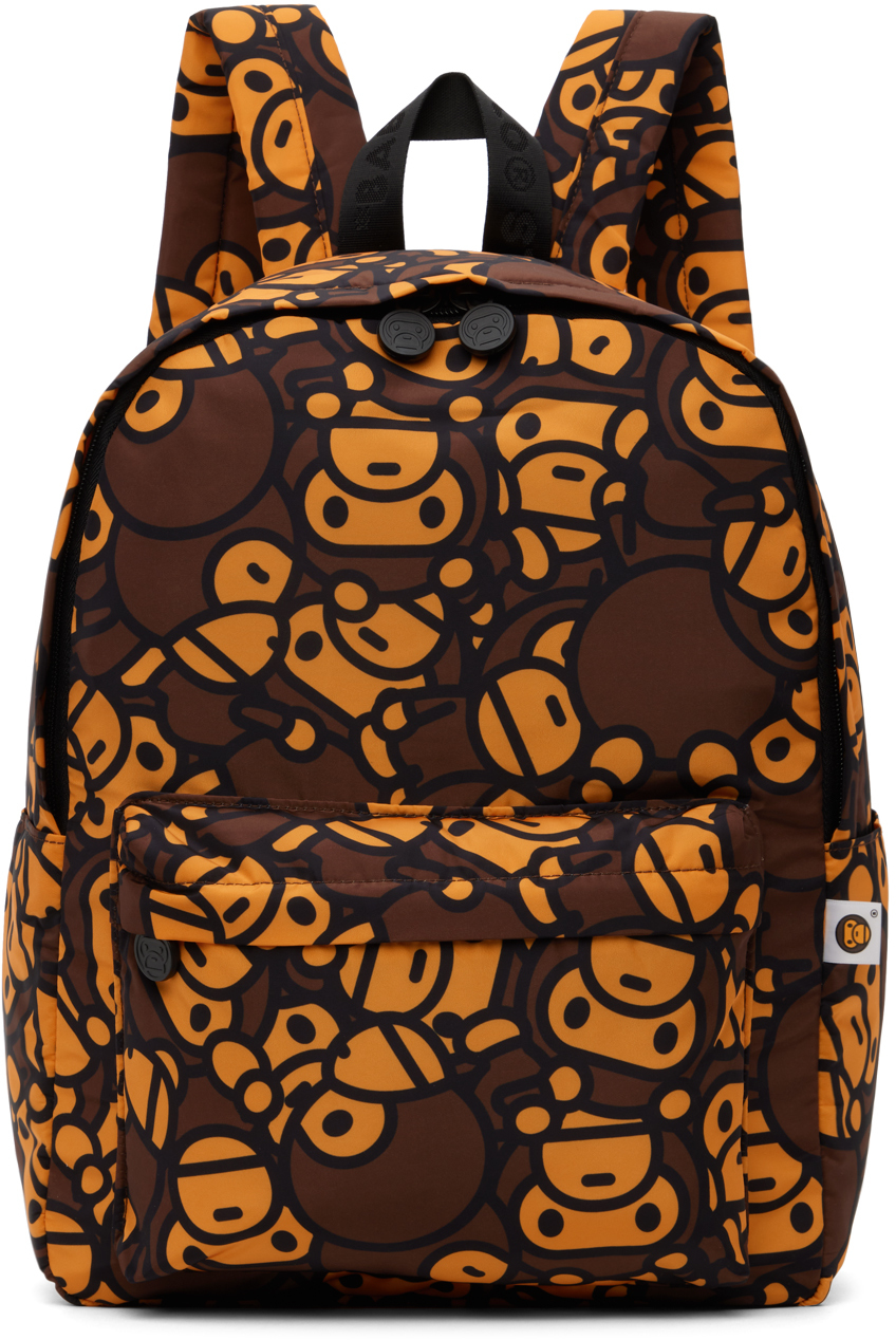 Shop Bape Orange & Brown Baby Milo Backpack In Bwx