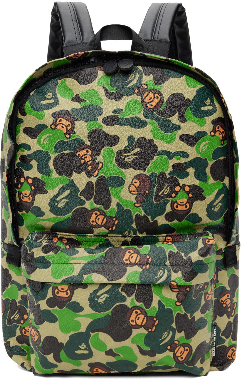 BAPE: Green & Beige Baby Milo ABC Camo Large Backpack | SSENSE Canada