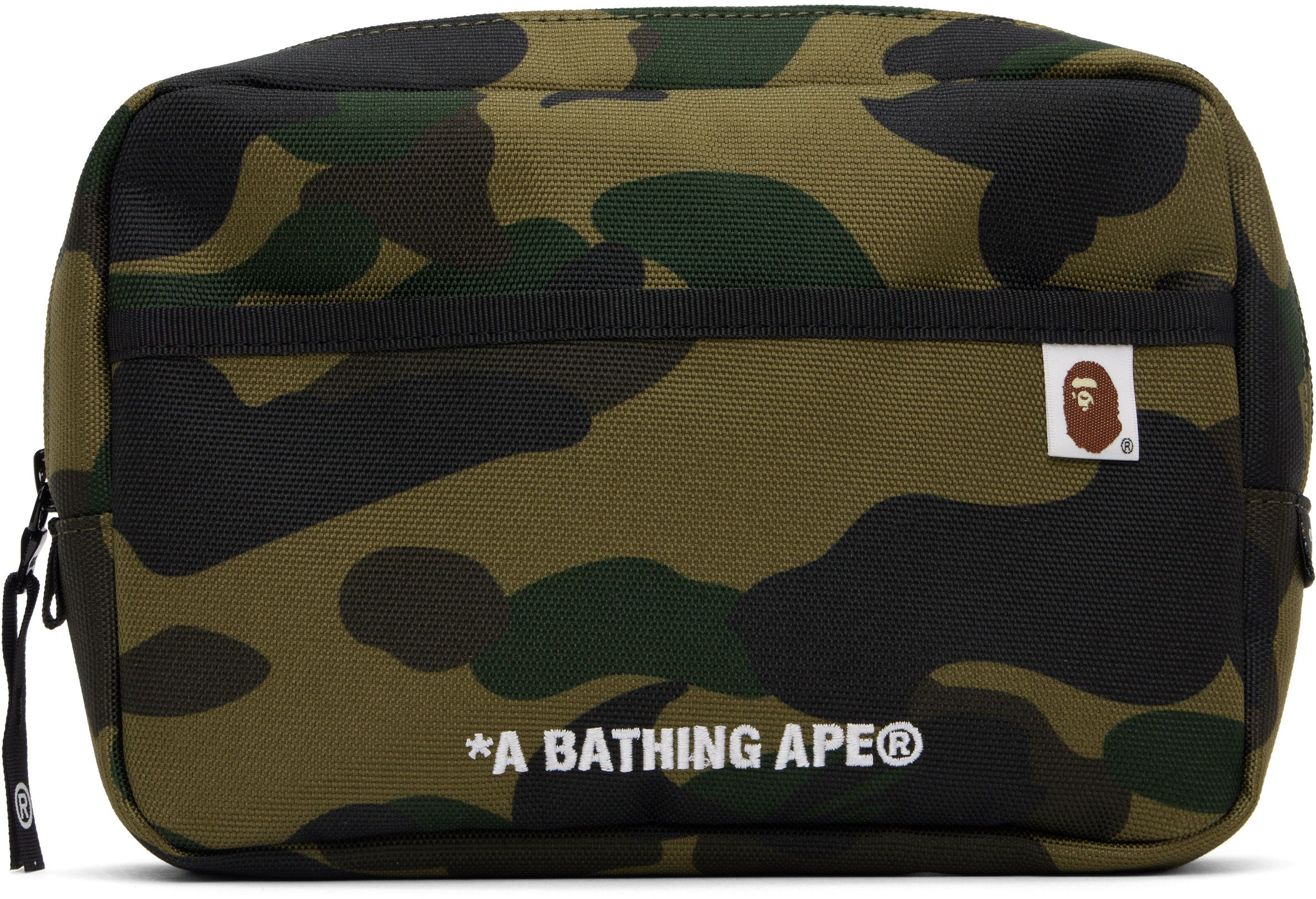 Shop Bape Khaki 1st Camo Cordura Multi Pouch In Green