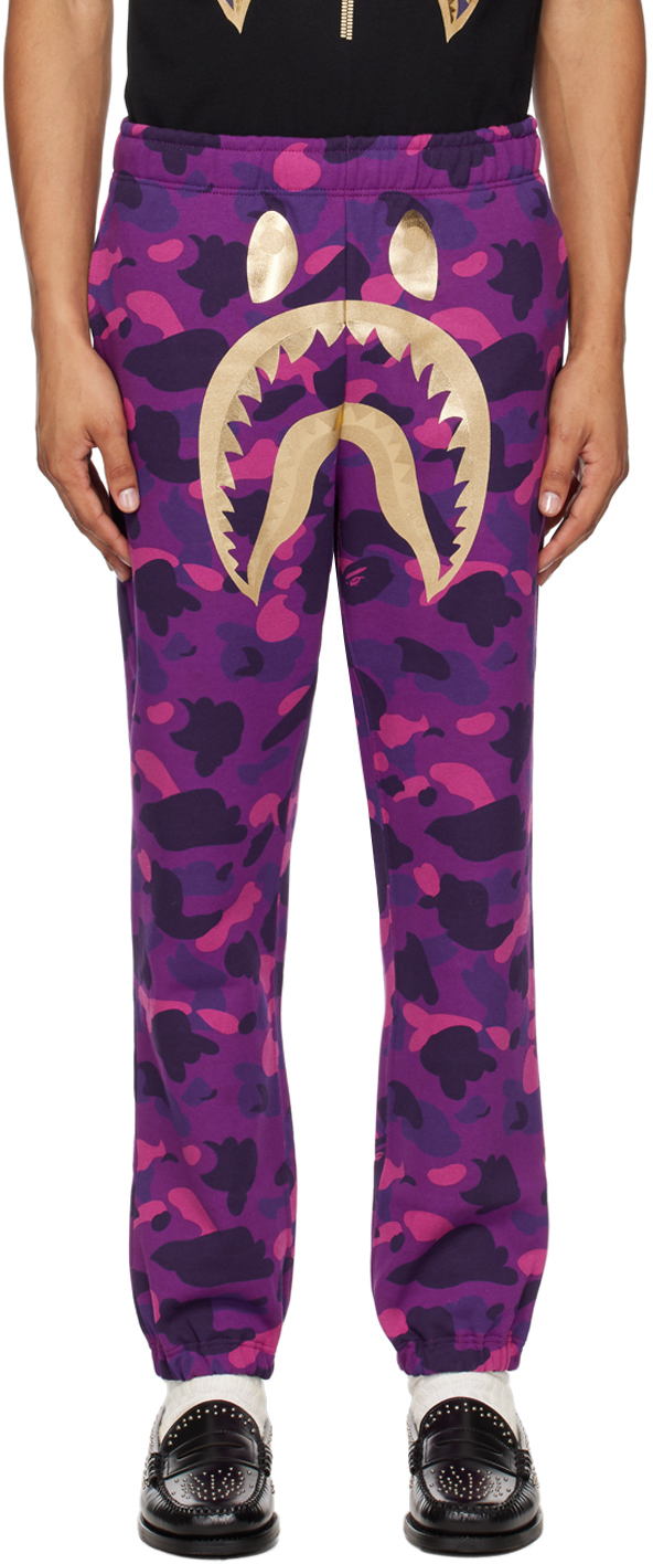 Purple Color Camo Shark Sweatpants