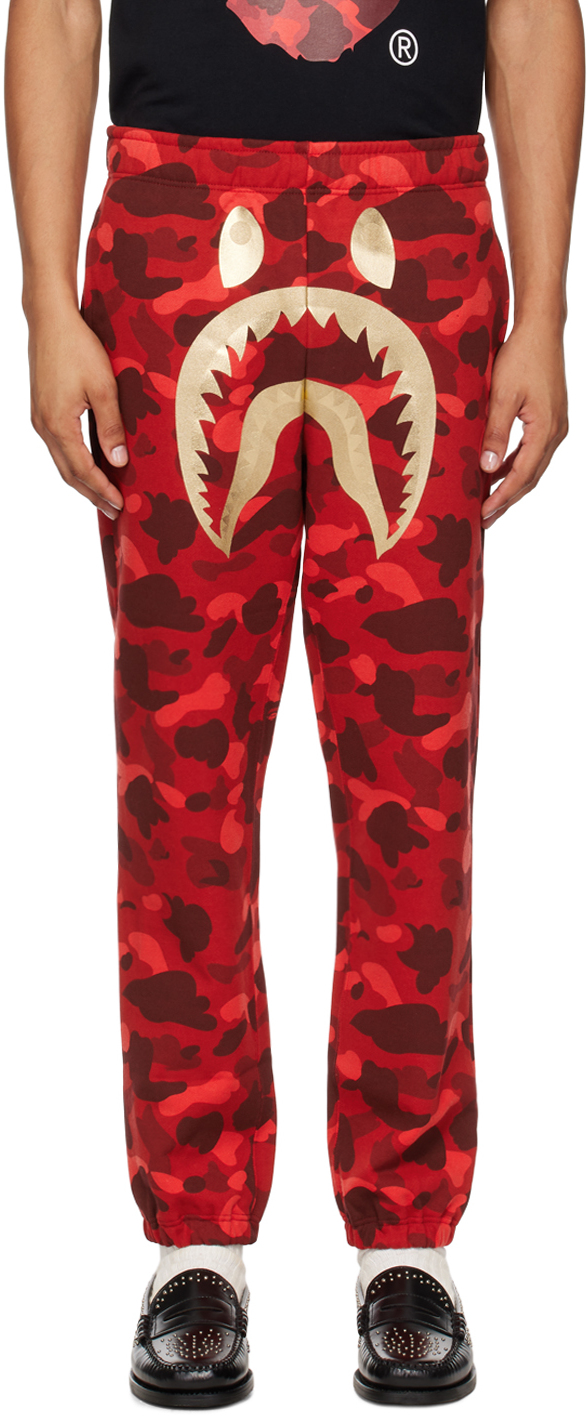 Red Color Camo Shark Sweatpants