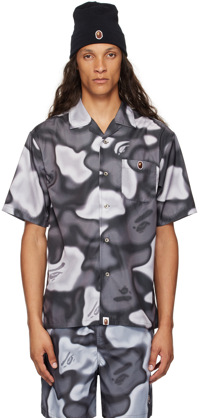 Black & Gray Liquid Camo One Point Shirt