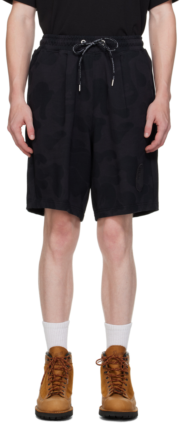 Black Ink Camo Ape Head Patch Shorts