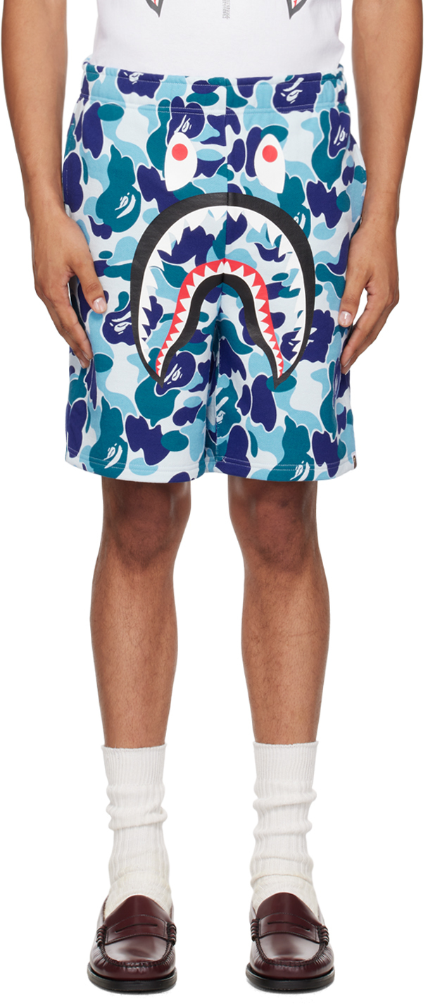 BAPE Big ABC Camo Shark Sweat Shorts Blue