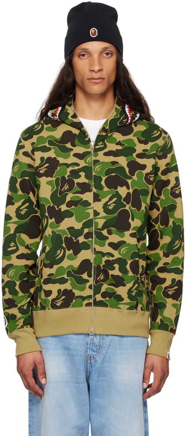 Fashion Full zip Green camoflauge camo bape hoodie