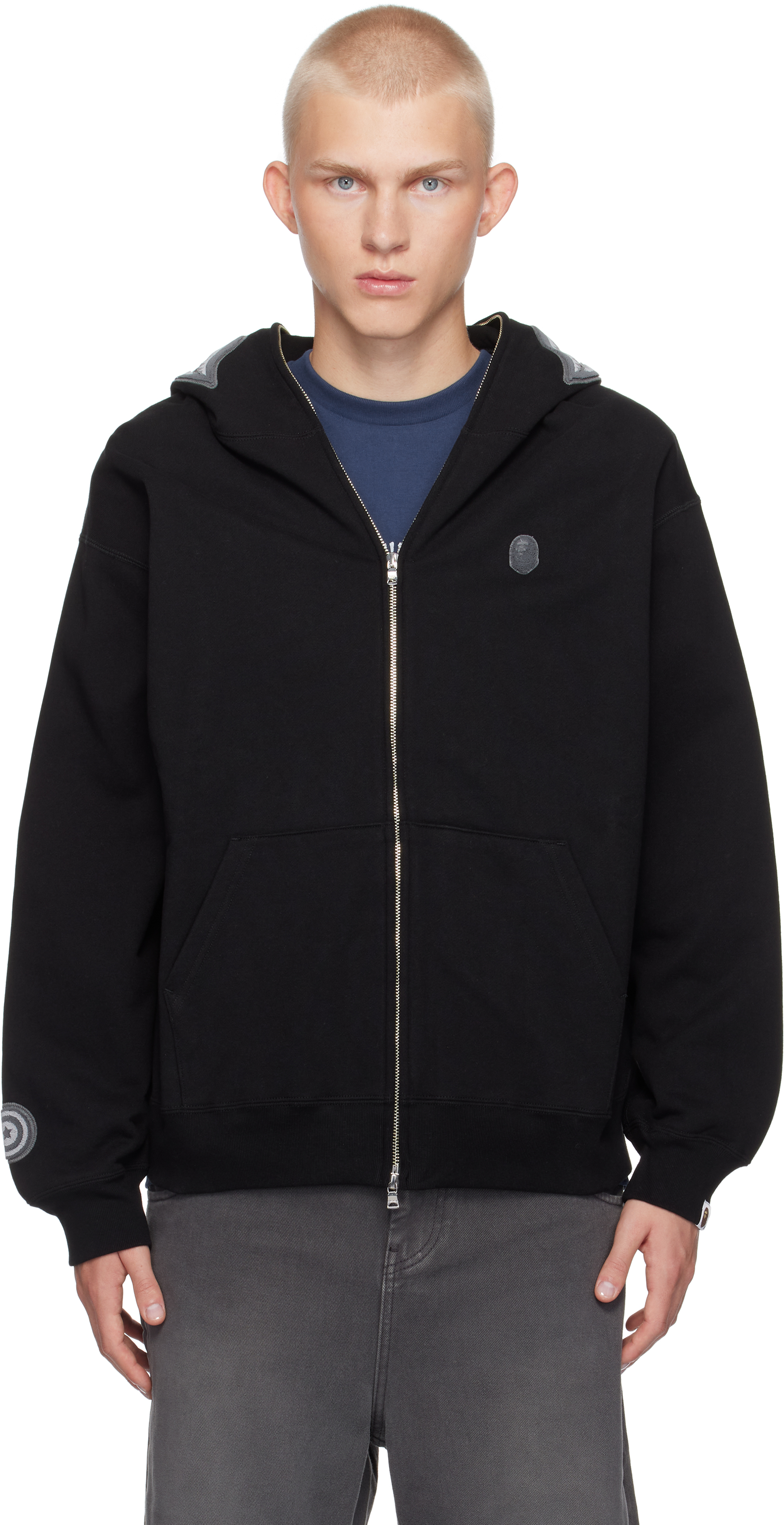 Shop Bape Black Ape Head One Point Zip Hoodie